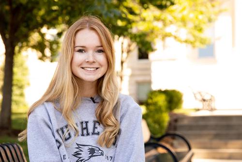 SEMO student Erin Moore smiles for the camera while sitting for an interview.
